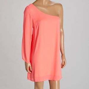 Neon Coral Asymmetrical Dress